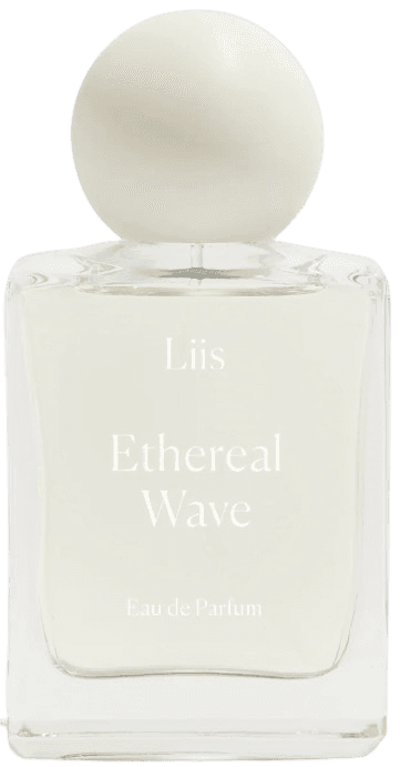 A bottle of Liis, Erthreal Wave. A rectangular glass bottle with a white sphere cap